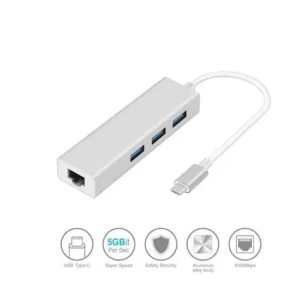 Comfast Type-C to 3-port USB 3.0 hub with RJ45 ethernet adapter