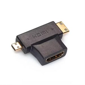 3-in-1 HDMI Female to Mini HDMI & Micro HDMI Male T-Adapter