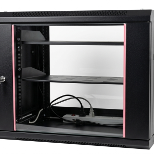 Wall-Mount Network Rack Cabinet with Glass Door and Shelves (Used)